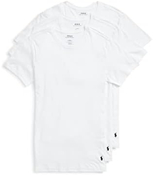 Polo Ralph Lauren Men's T-Shirt Pack, 3-Pack, Cotton Men's Clothing Crewneck Undershirt, Slim Fit Short-Sleeve Tees