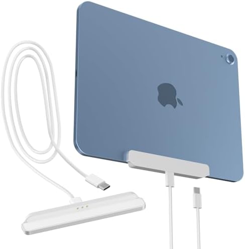 Magnetic Wireless Charger for iPad 10th Gen, 27W Fast Charging Smart Connector Charger, Aluminum Alloy Wireless Charging Pad with 6.56ft USB-C Cord Cable