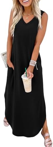 Sampeel Summer Dresses Maxi Dress Vacation Beach Sundresses 2025 with Pockets