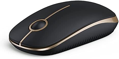 VssoPlor Wireless Mouse, 2.4G Slim Portable Computer Laptop Mouse with Nano Receiver Quiet Silent Optical Mice for Notebook, PC, Laptop, Computer-Black and Gold