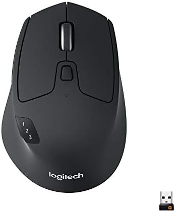 Logitech M720 Triathlon Multi-Device Wireless Mouse, Bluetooth, USB Unifying Receiver, 1000 DPI, 6 Programmable Buttons, 2-Year Battery, Compatible with Laptop, PC, Mac, iPadOS - Black