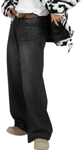 EMMIOL Baggy Jeans Men,y2k Jeans Cargo Design Wide Leg Loose Fit,Mens Denim Pants Vintage Skater Streetwear Relaxed