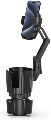 Phone Holders for Your Car, 2 in 1 Universal Cup Holder Expander Adjustable Base with Phone Mount, Long Arm with 360°Rotation Cup Holder Phones Mount for Car Compatible with All Smartphones