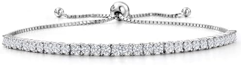 Gem Stone King 2 to 2.65 Cttw Lab Grown Diamond Tennis Bracelet for Women | 925 Sterling Silver | Round | E-F | VVS-VS | Adjustable Bolo Bracelet | Fits Up To 9 Inch Wrist