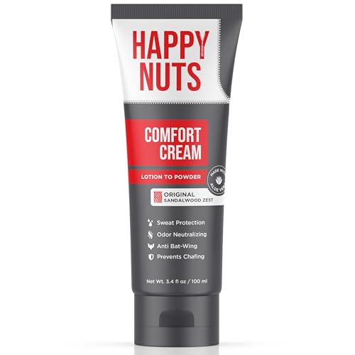 HAPPY NUTS Comfort Cream Deodorant For Men: Anti-Chafing Sweat Defense, Odor Control, Aluminum-Free Mens Deodorant & Hygiene Products for Men's Private Parts 3.4 Fl Oz (1 Pack), Original