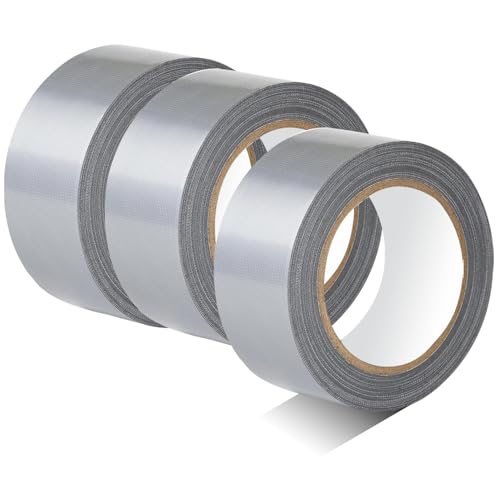 3-Pack Duct Tape Heavy Duty Waterproof Silver, 66 Yards x 1.88 Inch Total Strong Adhesive Duct Tape No Residue Bulk for Home Use, DIY, Projects, Outdoor Repairs Tear by Hand