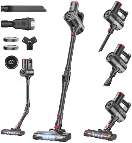 Cordless Vacuum Cleaner for Home,Cleans Under Furniture Without Bending,40Kpa 45Mins,Self-Standing,Powerful Stick Vacuum Cordless for Pet Hair,Hard Floors,Carpets,Car