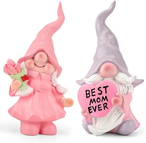 Gifts for Mom from Daughter - Mother's Day Gnomes Figurines, 2 Pcs Cute Gnomes Decorations for Home, Birthday Gifts, Best Mom Ever Ornaments