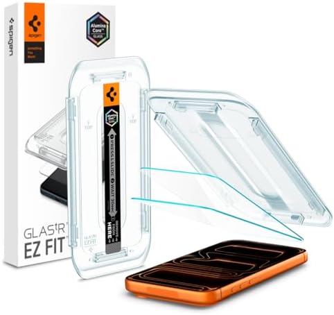 Spigen AluminaCore Tempered Glass Screen Protector [Glas.tR EZ Fit] designed for iPhone 17 Pro Max | iPhone 16 Pro Max [2 Pack] 9H+ Hardness, Aluminum-Enhanced Durability