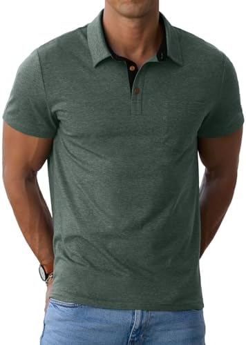 Sailwind Men's Cotton Polo Shirts Short Sleeve Casual Summer Shirts Classic Collared Golf Shirt with Pocket