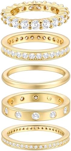 Gold Rings for Women Non Tarnish, 14k Gold Plated Dainty Stacking Cubic Zirconia Thumb Rings, Gold Knuckle Women Rings Set Jewelry Size 5-10