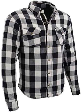 Milwaukee Leather MPM1633 Men's Plaid Flannel Biker Shirt with CE Approved Armor - Reinforced w/Aramid Fiber - X-Large Multi