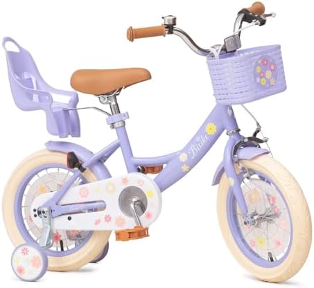Bixike Girls Bike with Basket for Toddlers and Kids Aged 3-14 Years Old, 12 14 16 18 Inch with Training Wheels & Doll Seat, 20 Inch with Kickstand & Rear Rack, Princess Style Bicycle for Gift.