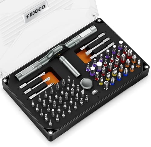 FIDECO 74 in 1 Magnetic Ratchet Screwdriver Set, Multi Bit DIY T Handle Screwdriver Set with Storage Case, Compact Repair Tool Kit for Computer, Cellphone, Watch, Eyeglass, Bicycle, Furniture