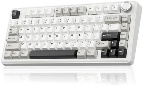SOLAKAKA A75 75% Wireless Mechanical Keyboard, Hot Swappable Gaming Keyboard with Multifunction Knob & RGB, Gasket Mounted Creamy Keyboard, PBT Keycaps, Compact Layout for Win/Mac/PC