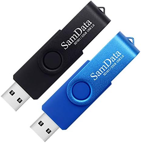 32GB USB Flash Drives 2 Pack 32GB Thumb Drives Memory Stick Jump Drive with LED Light for Storage and Backup (2 Colors: Black Blue)
