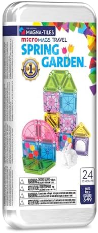 Magna-Tiles microMAGS 24-Piece Spring Garden Travel Set, The Original Magnetic Building Brand