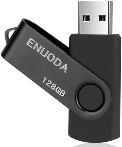 128GB Flash Drive ENUODA Thumb Drive 128GB Swivel Design USB 2.0 Memory Stick Data Storage Jump Drive Pen Drive for Laptop PC Computer (1 Pack, Black)