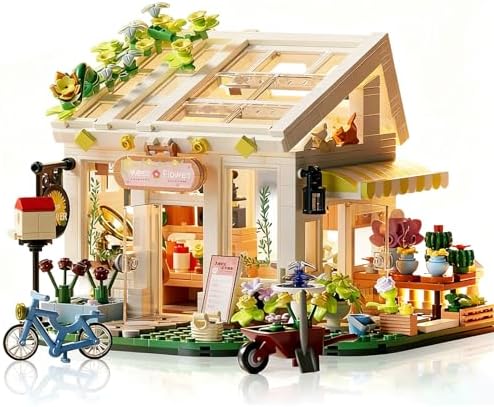 Flowers House Building Set with Lights, Garden Building Kits Sunshine Greenhouse Building Toy for Home Display Decoration Creative Greenhouse Playset for Girls Friends and Adult 8+ (832 PCS)