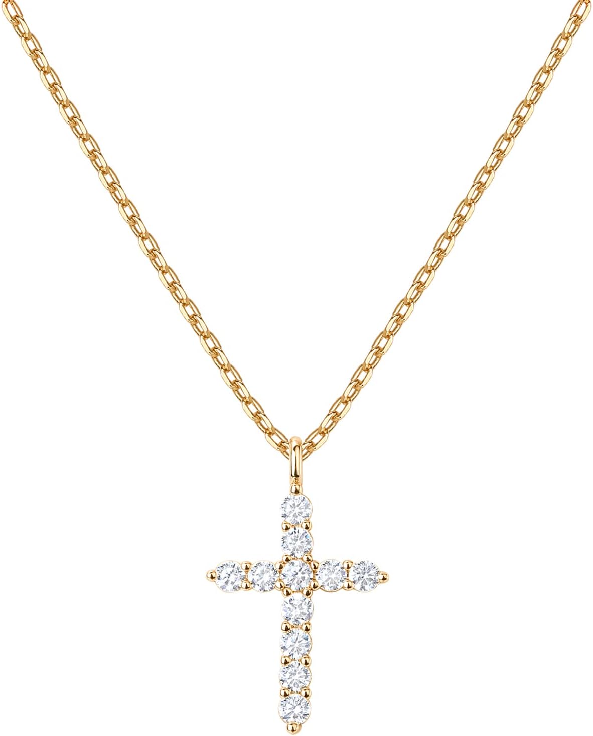 PAVOI 14K Gold Plated Cubic Zirconia Cross Necklace for Women | Cross Faith Pendant Necklaces