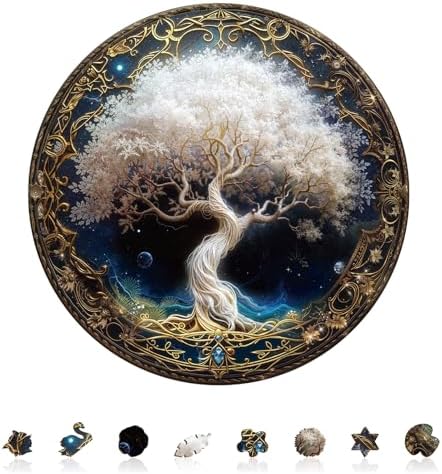 KAAYEE Wooden Puzzles for Adults, Ivory Tree (M-11.4 * 11.4 in-200pcs) Wooden Jigsaw Puzzle, Natural Wood Puzzles for 14+, Leisure Game, Home Wall Decor for Puzzle Lovers, Friends