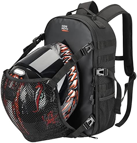 KEMIMOTO Motorcycle Helmet Backpack, 20L Storage Bag with Expandable Hidden Net for Full Face Helmet, Riding & Daily Commute Gift for Men