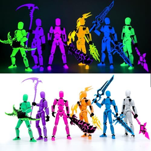 [6-PACK] Glowing Titan 13 Action Figure Set Already Assembled, Dummy 13 3D Printed Action Figures With Weapons Accessories T Lucky Robo 13 Nova 13 Action Figures, Figura de acción 13 (6-Colors)