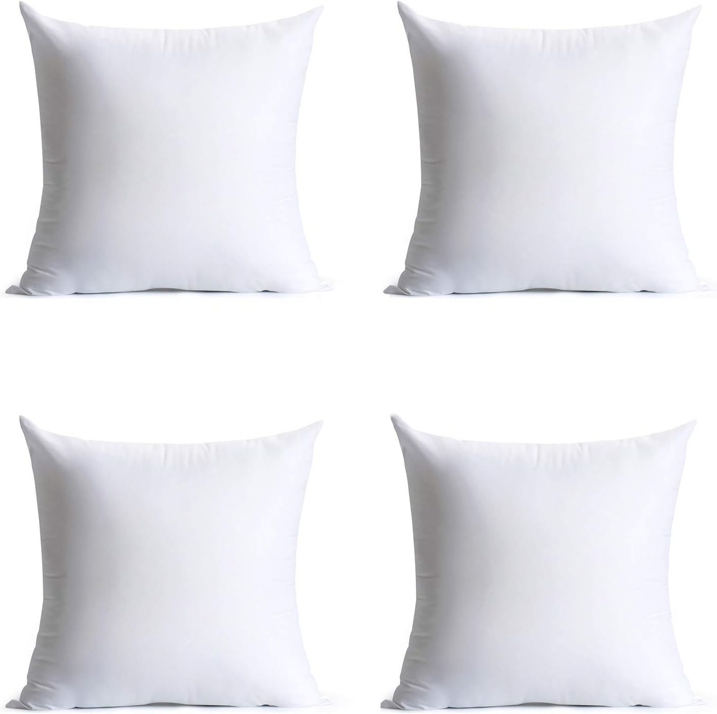 Calibrate Timing 18 x 18 inches Pillow Inserts, Set of 4 Hypoallergenic Brushed Microfiber Liner Down Alternative Filled Square Cushion Throw Pillow