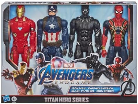 Marvel Avengers Endgame Titan Hero Series 12" Action Figures Captain America, Iron Spider, Black Panther, and Iron Man (4 Action Figures)