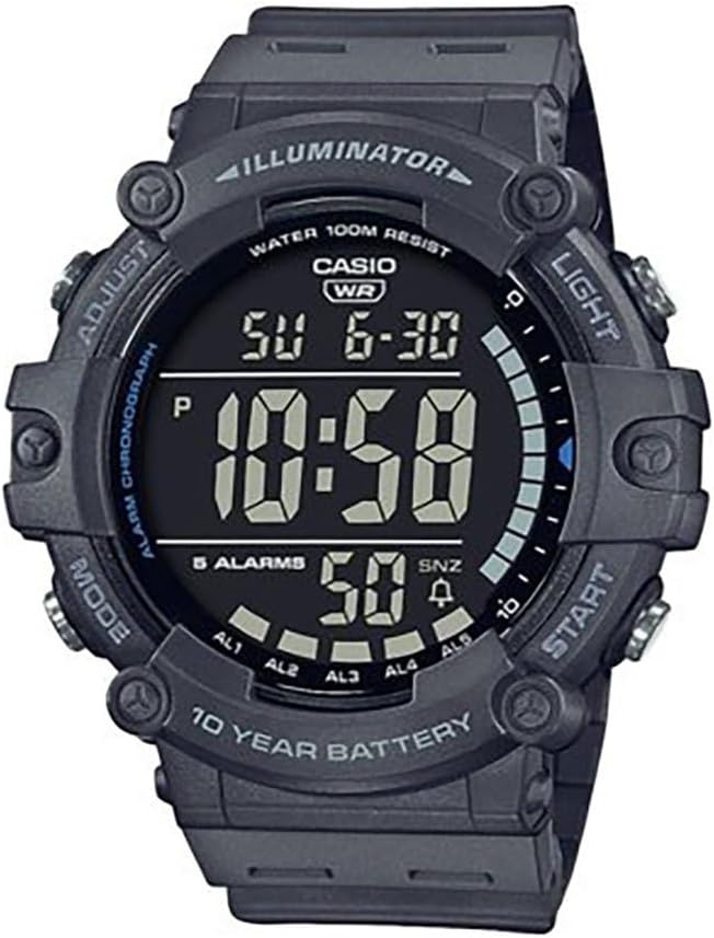 Casio Illuminator AE1500WH Series | 10-Year Battery | LED Backlight | 5-Alarms | 1\/100 Sec Stopwatch | Men's Digital Watch