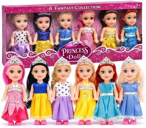 Liberty Imports Little Royal Princess Toddler Dolls with Dresses, Girls Imaginative Pretend Play Small Dolls Party Favors Collection (Princess)