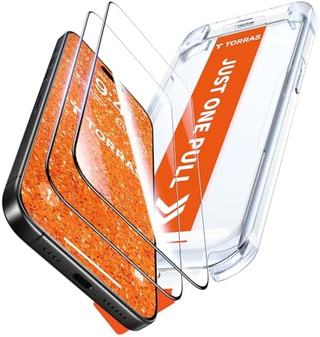 TORRAS for iPhone 17 Screen Protector [12Ft Military-Grade Shatterproof] [9H+ Aerospace Tempered Glass] Anti-Scratch Full Coverage Fit Screen Protector 17 6.3" 2-Pack