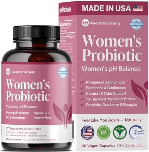 Pure Micronutrients pH Balance Vaginal Probiotics for Women - Odor & Itch Support - Vaginal Health Pills with Cranberry, Lactobacillus & Prebiotics - Feminine Wellness Daily Supplement - 60 Capsules