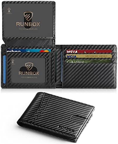 RUNBOX Wallet for Men Slim Rfid Leather 2 ID Window With Gift Box | Slim, Rfid, 2 ID Window, With Gift Box, Slim, Rfid