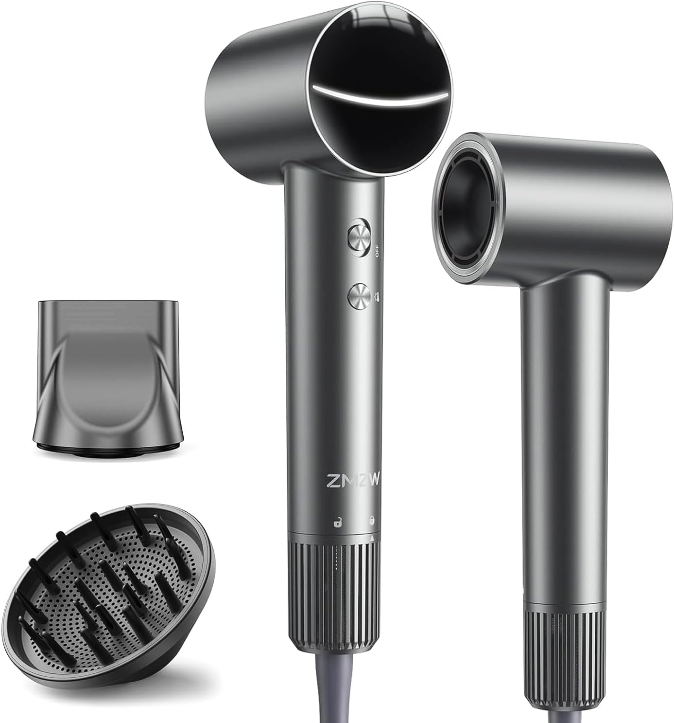 High Speed Ionic Hair Dryer - 160,000 RPM Professional Brushless Motor Blow Dryer for Fast Drying, 500M Negative Ions for Frizz-Free Shine, Quiet &amp; Lightweight with Magnetic Diffuser &amp; Nozzle