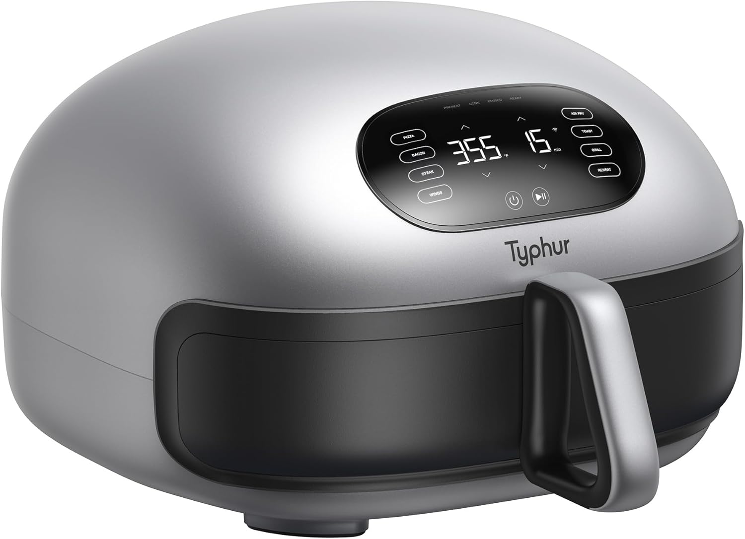 Typhur Dome 2 AI Smart Air Fryer, Large Flat Airfryer with Top &amp; Bottom Heating, Self-cleaning Digital Fryer, PFAS free Ceramic Basket, Fits a 12" Pizza or Steaks, Whisper-Quiet, 120V