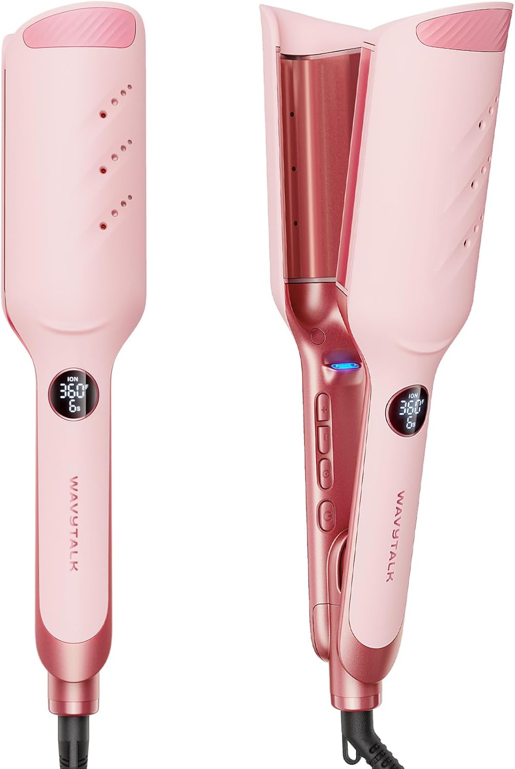 Wavytalk Power Wave Hair Crimper, Curling Iron Hair Crimper Waver, Ventilation Design for Less Damage, Ionic Reduces Frizz, Effortless-Waver, Dual Voltage Crimping Iron, Pink