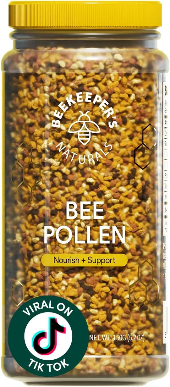 Beekeeper's Naturals - 100% Raw Bee Pollen Granules, Natural Preserved Enzymes, Source of Vitamin B, Minerals, Amino Acids &amp; Protein - Paleo &amp; Keto Friendly, Gluten Free (5.2 oz)