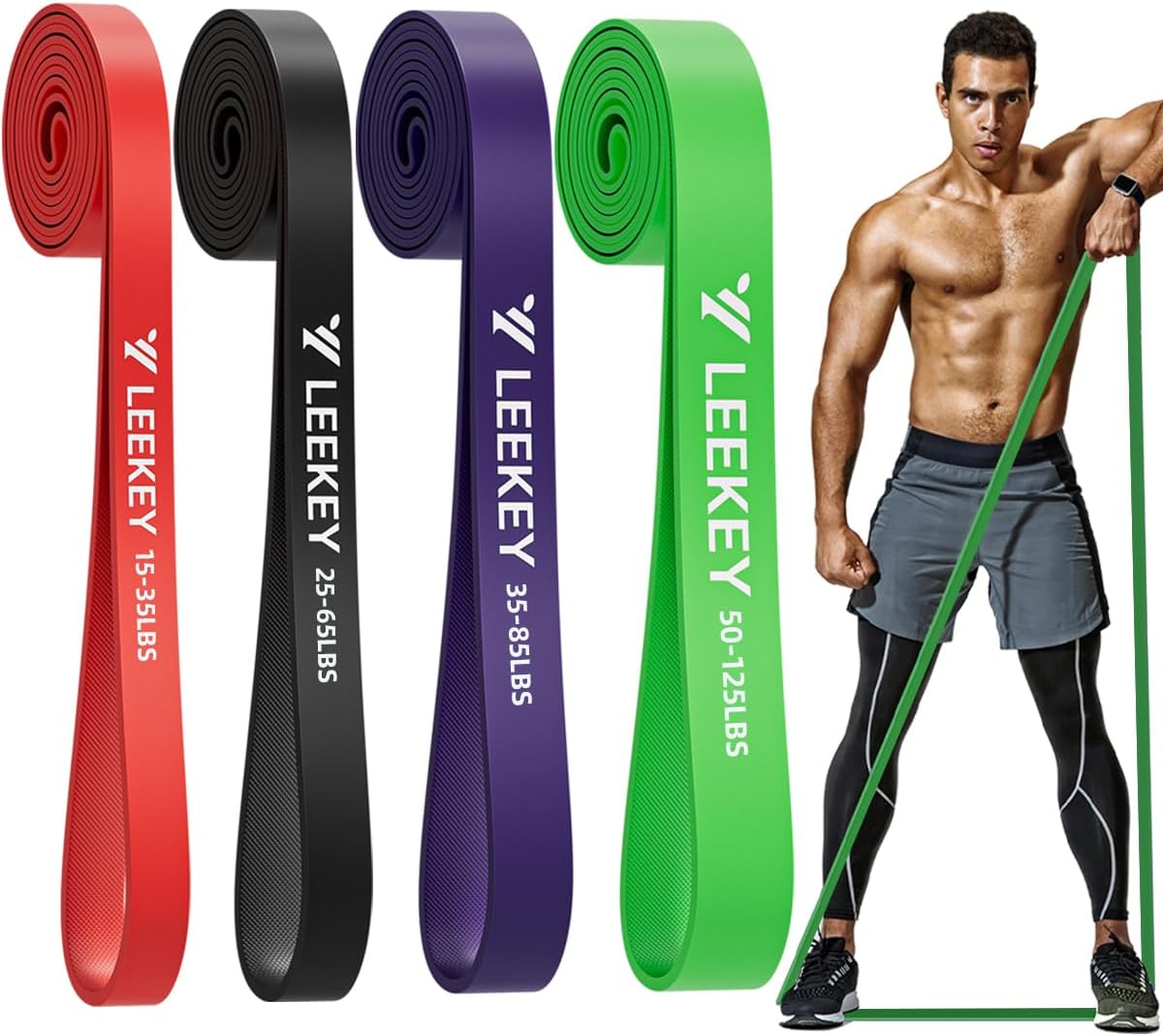 LEEKEY Resistance Bands for Working Out, Exercise Bands with Door Anchor,Pull Up Assistance Bands for Men and Women- Strength Bands for Fitness Training, Physical Therapy,Home Workouts