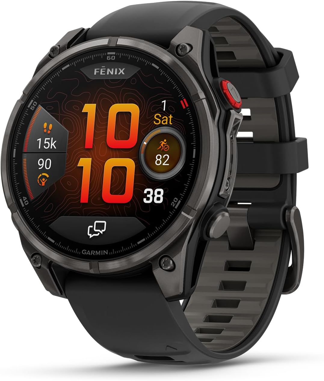 Garmin fēnix® 8 Pro, 51mm, AMOLED Display, Premium Connected Multisport GPS Smartwatch, inReach® Technology, Sapphire, Carbon Gray DLC Titanium with Black\/Pebble Gray Silicone Band