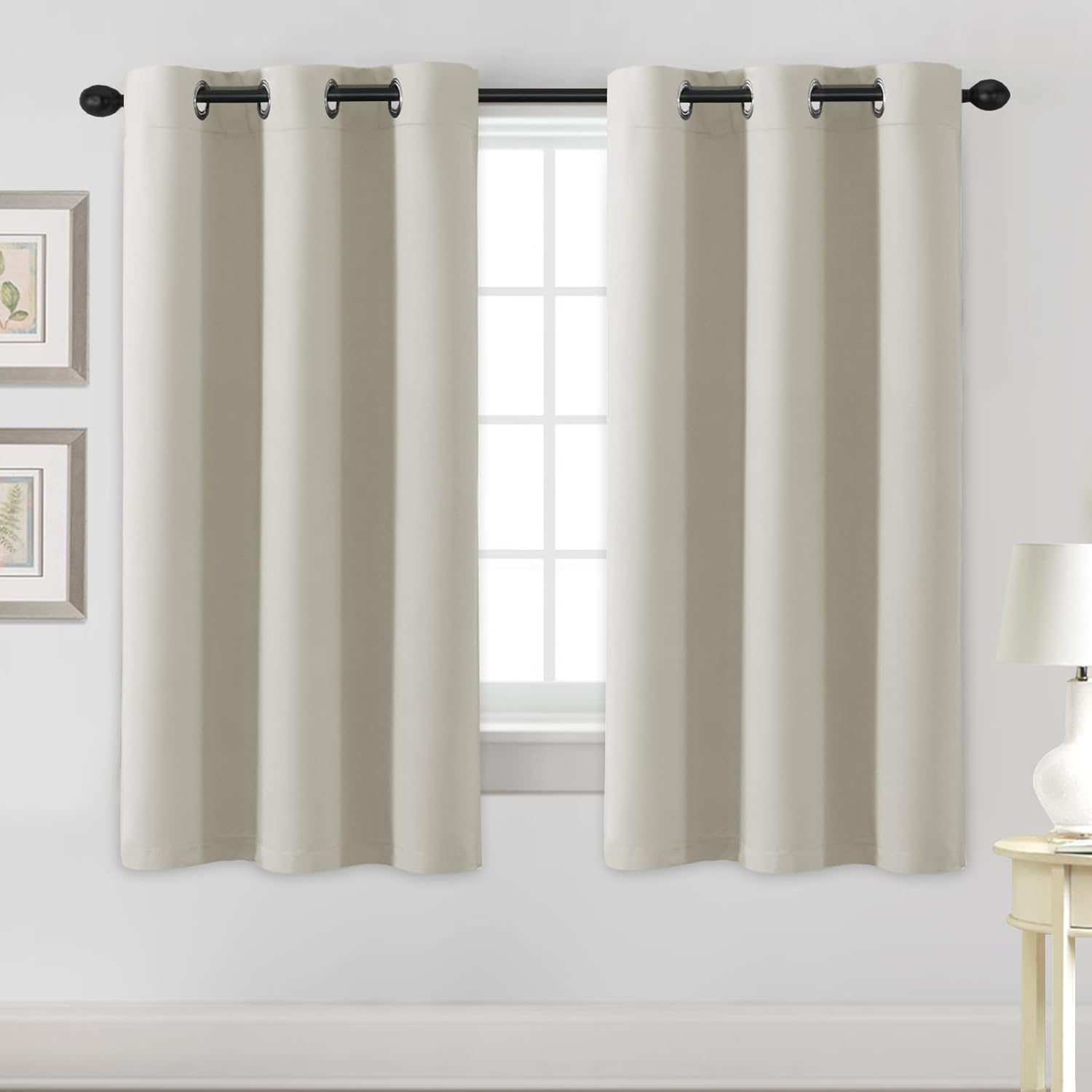 H.VERSAILTEX Blackout Curtains for Bedroom Thermal Insulated Room Darkening Living Room Curtains 63 Inch Long Grommet Privacy Protection Window Curtain Panels\/Drapes for Nursery,2 Panels,Ivory\/Cream