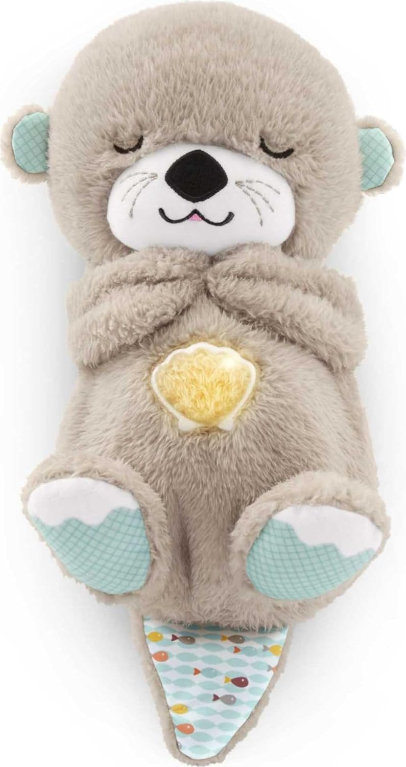 FISHER-PRICE BABY Toy Soothe 'n Snuggle Otter Portable Plush Sound Machine with Music Lights &amp; Breathing Motion for Newborns 0+ Months