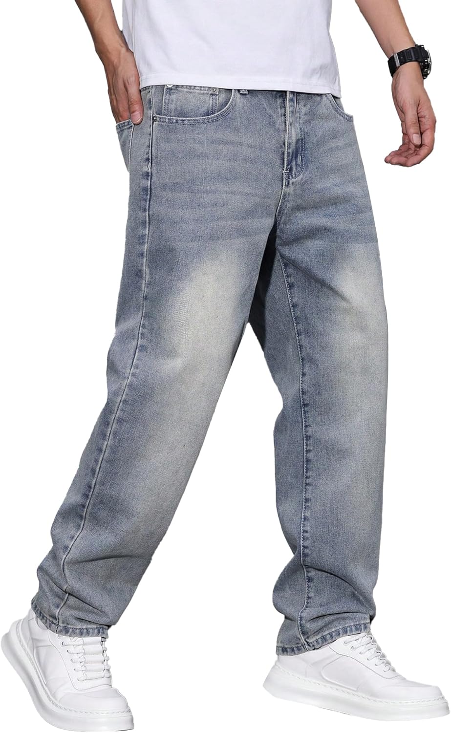 JMIERR Mens Classic Relaxed Fit Jeans Stretch Casual Baggy Denim Pants