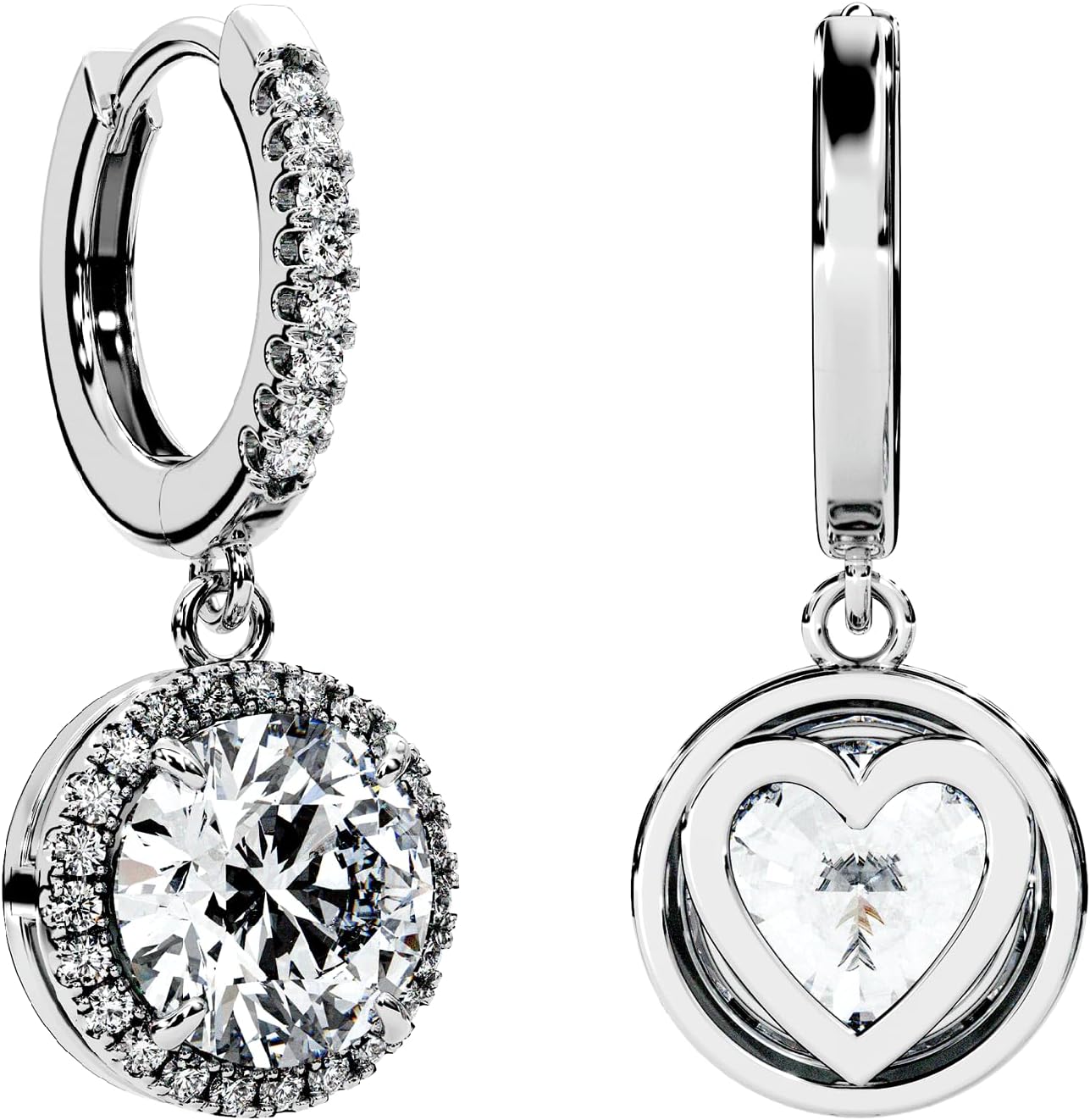Moissanite Diamond Drop Earrings for Women Halo Solitaire S925 Rodium Vermeil Sterling Silver Dangle for Wife Girlfriend Mom Gifts for Her Daughter on Birthday Wedding Anniversary