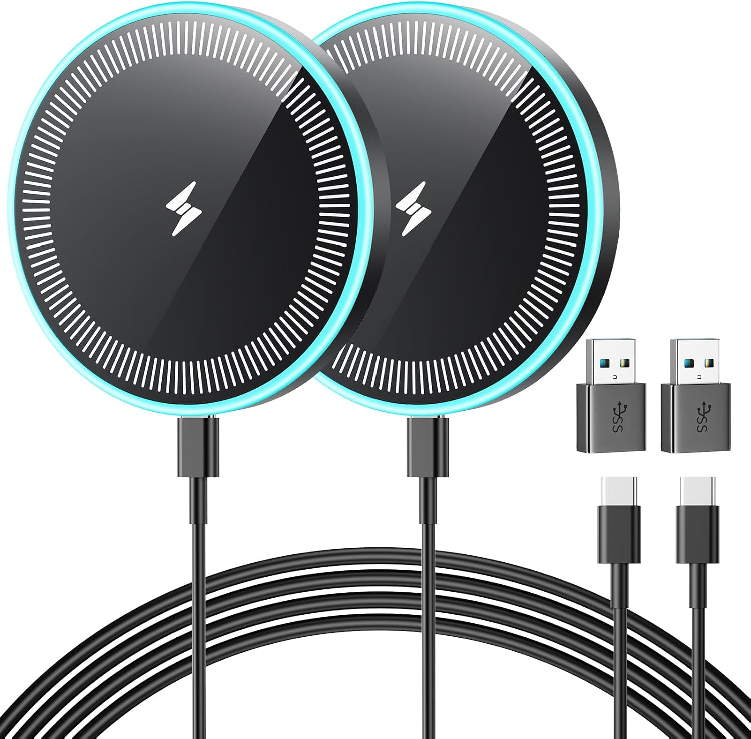 Wireless Charger 2Pack 6FT Samsung Magnetic Wireless Charger Fast Charging Pad with USB-C\/A Ports for Samsung Galaxy S26 S25 Ultra\/S24 FE\/S23 Ultra\/S22\/S21\/Z Google Pixel 9-7, Strong Magnet Tech