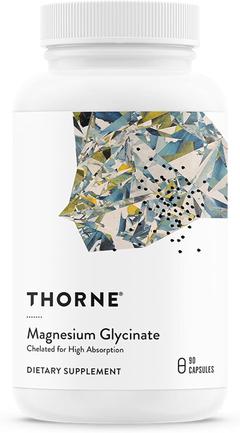 THORNE - Magnesium Glycinate - Supports Restful Sleep, Muscle Relaxation, Heart Health &amp; Metabolism* - Chelated Magnesium Capsules - Third-Party Certified - Gluten, Dairy &amp; Soy-Free - 90 Servi