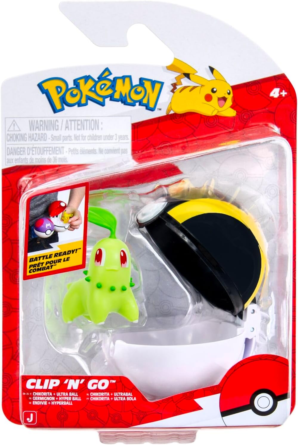 Pokémon Clip 'N' Go Chikorita with Ultra Ball, Battle Ready, Ages 4+