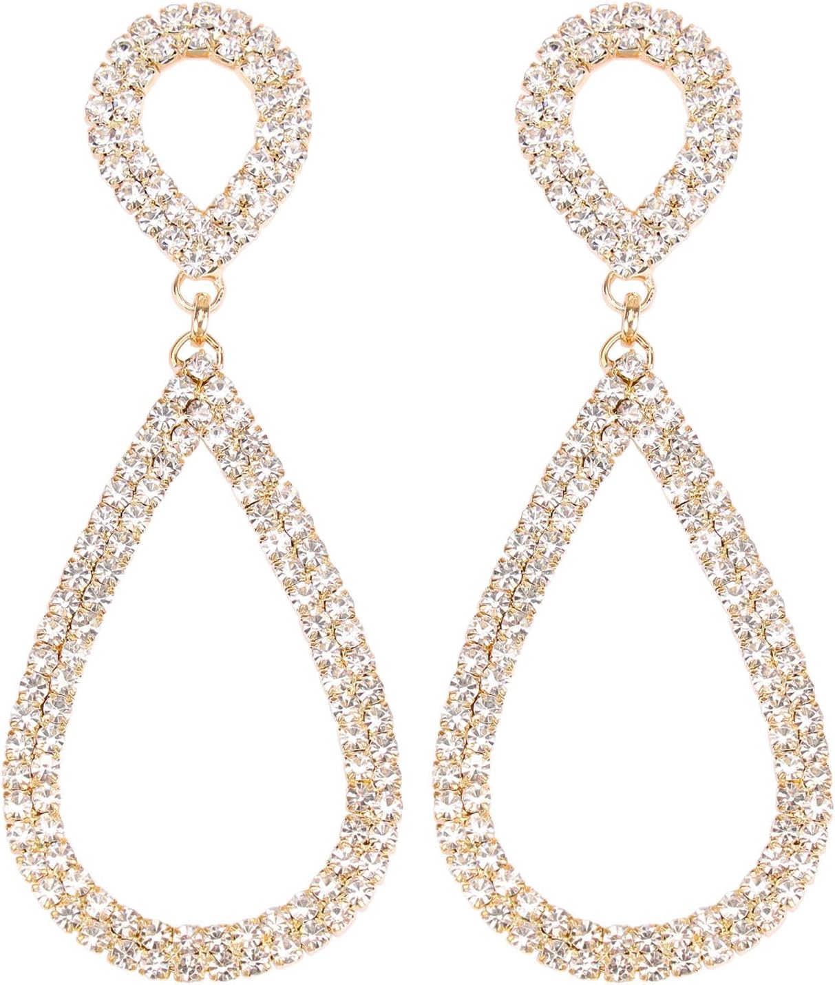 Legitta Rhinestone Teardrop Dangle Earrings Sparkly Wedding Jewelry