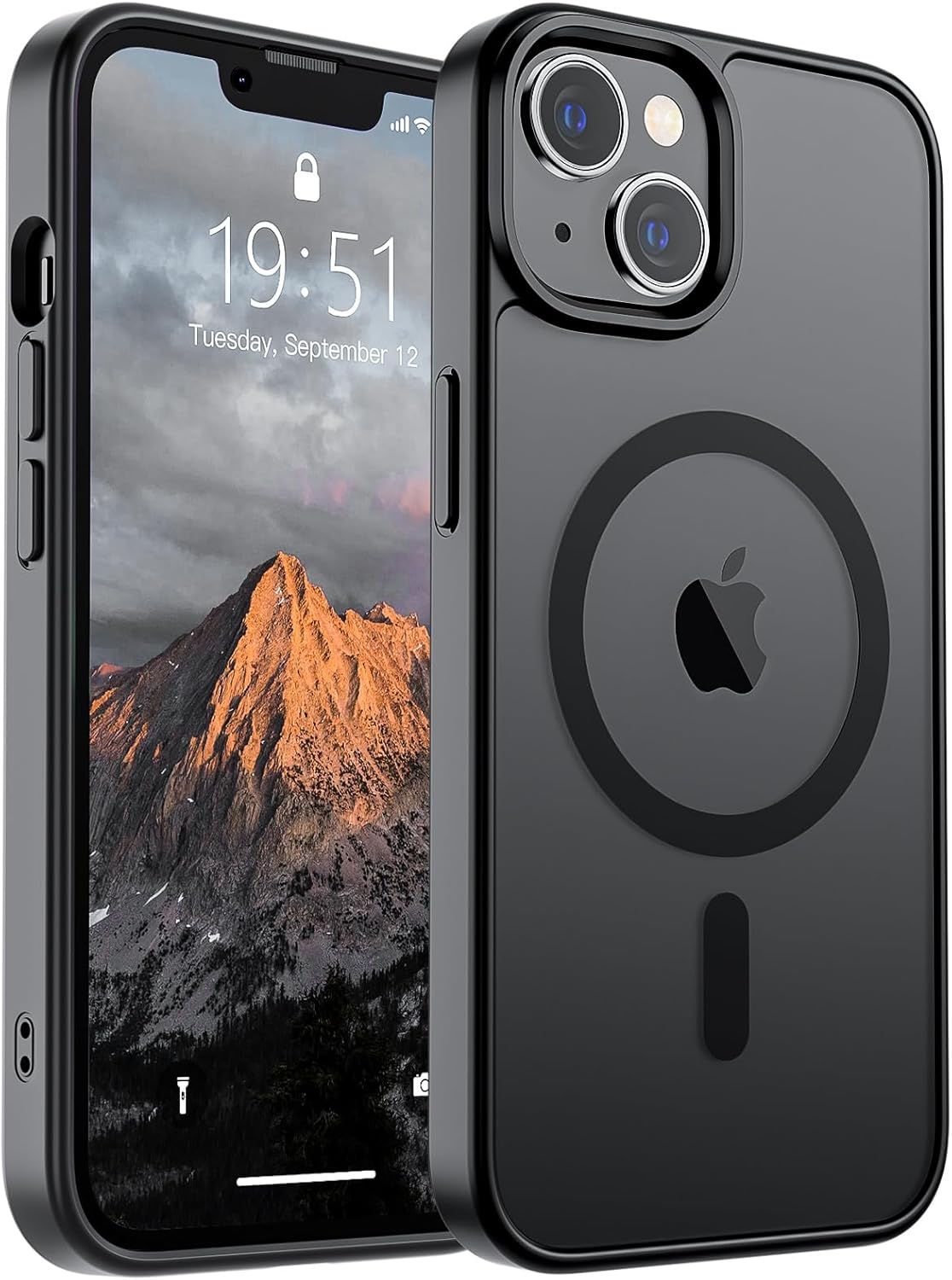 SUPFINE Magnetic for iPhone 14 Case &amp; iPhone 13 Case (Compatible with MagSafe)(Military Grade Drop Protection) Translucent Matte Shockproof Phone Cover,Black