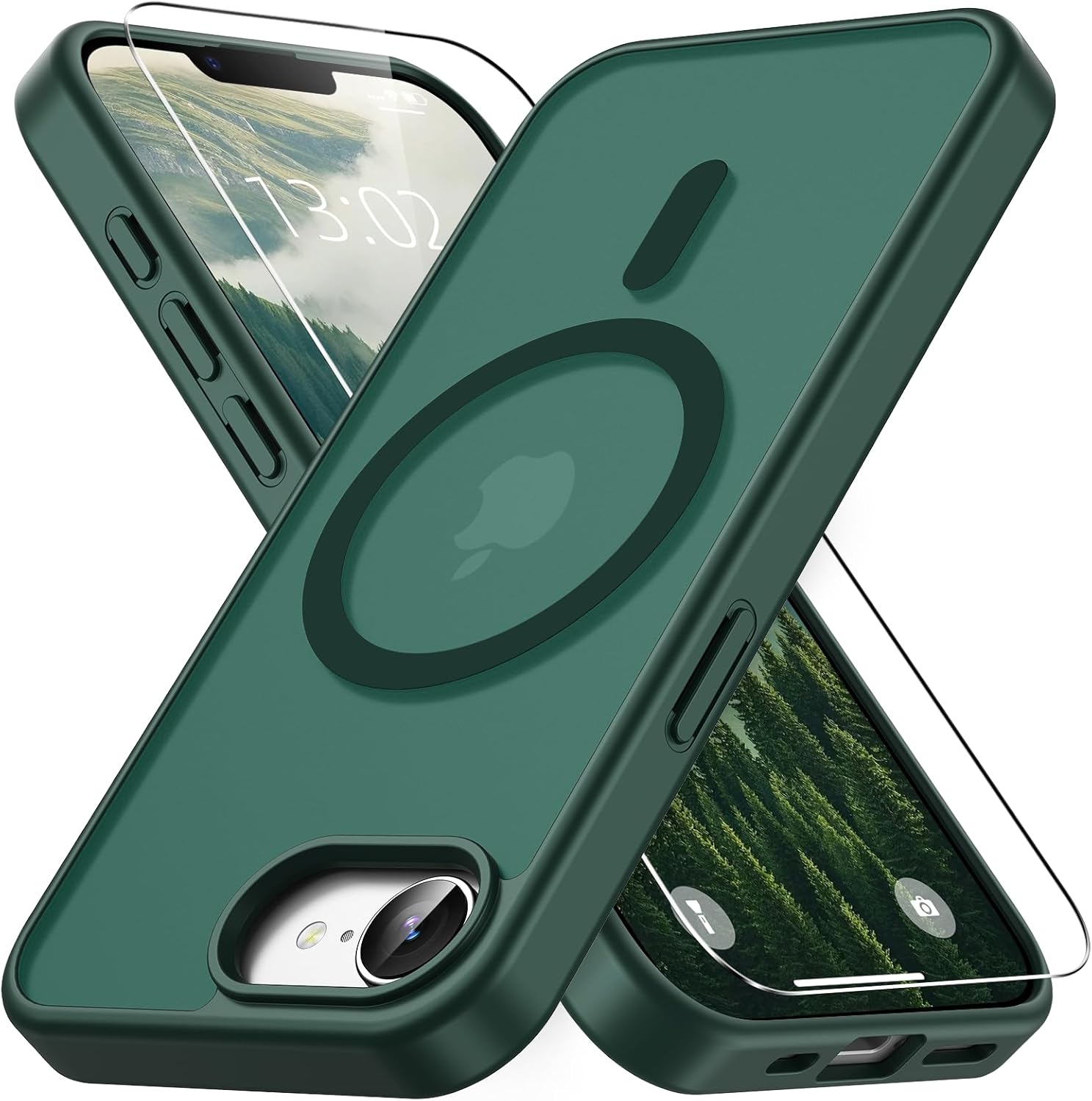 Vansdon for iPhone 17e Case\/iPhone 16e Case, Compatible with MagSafe, Magnetic Translucent Matte Slim Protective Cover with 1 Screen Protector - Military-Grade Drop Protection (Dark Green)